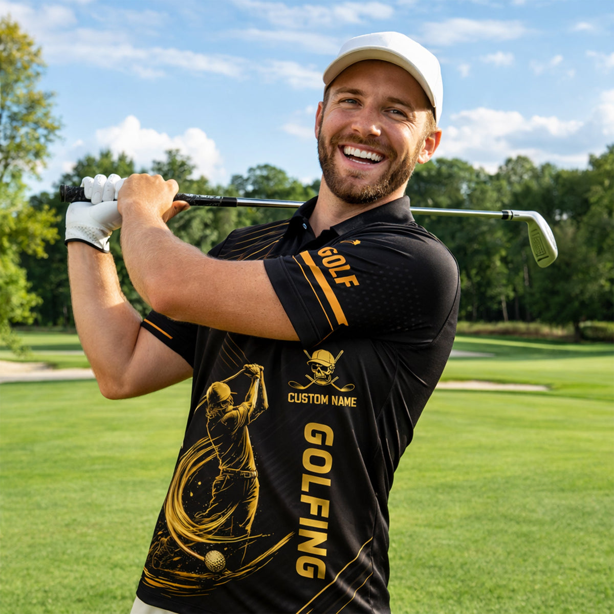 Funny Golf Polo Shirt Skull Golfer Custom Name Black Gold Golfing Shirt Breathable Athletic Polo GIA26040702_5.jpg