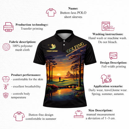 Personalized Golf Polo Shirt Sunset Landscape Design Custom Name Breathable Athletic Golf Shirt GIA26040705_4.jpg