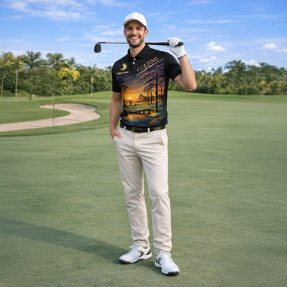 Personalized Golf Polo Shirt Sunset Landscape Design Custom Name Breathable Athletic Golf Shirt GIA26040705_6.jpg