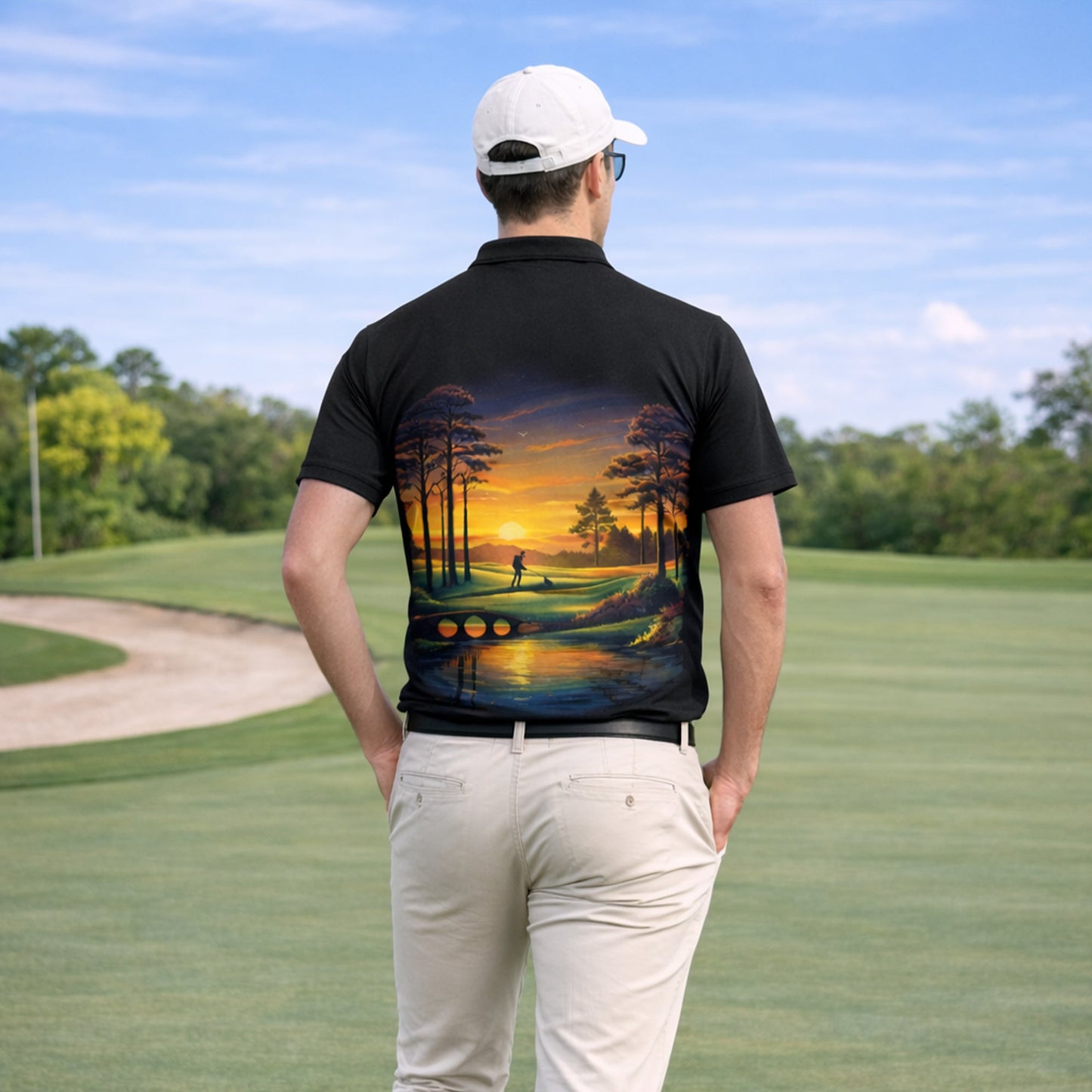 Personalized Golf Polo Shirt Sunset Landscape Design Custom Name Breathable Athletic Golf Shirt GIA26040705_7.jpg