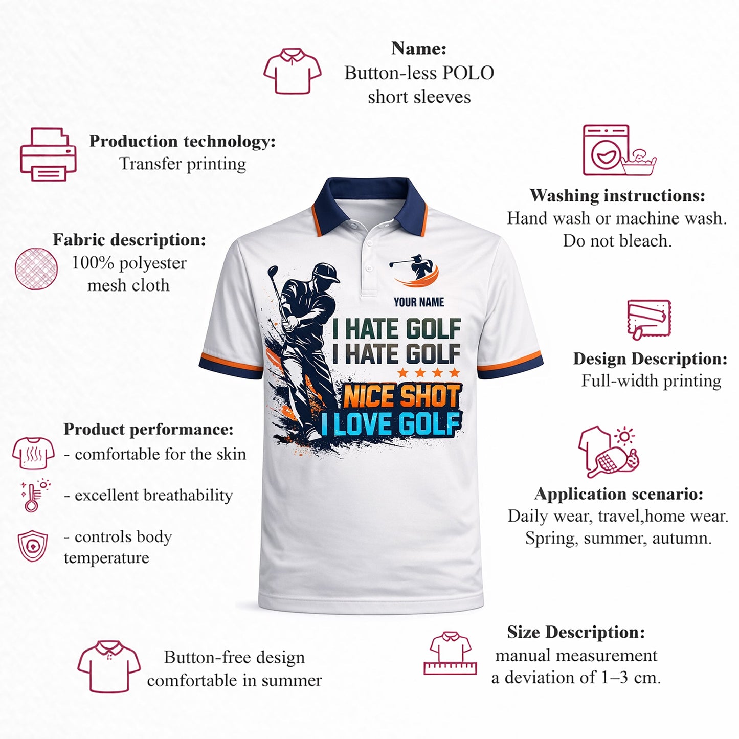 Personalized Golf Polo Shirt Funny Golf Saying I Hate Golf Nice Shot I Love Golf Custom Name Breathable Performance Tee GIA26040706_4.jpg