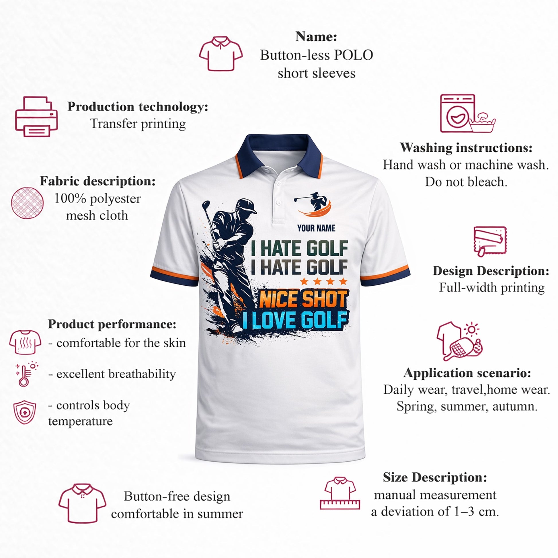 Personalized Golf Polo Shirt Funny Golf Saying I Hate Golf Nice Shot I Love Golf Custom Name Breathable Performance Tee GIA26040706_4.jpg