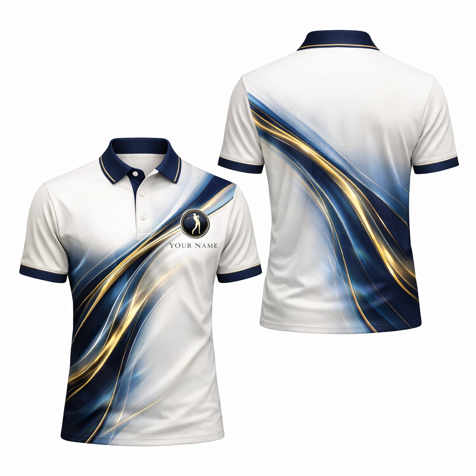 Custom Golf Polo Shirt Personalized Name Elegant Blue Gold Wave Performance Polo for Men Women GIA26040806_1.jpg