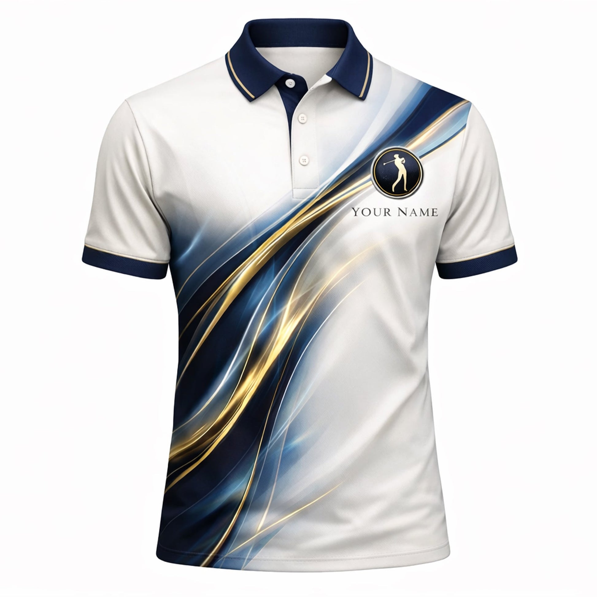 Custom Golf Polo Shirt Personalized Name Elegant Blue Gold Wave Performance Polo for Men Women GIA26040806_2.jpg