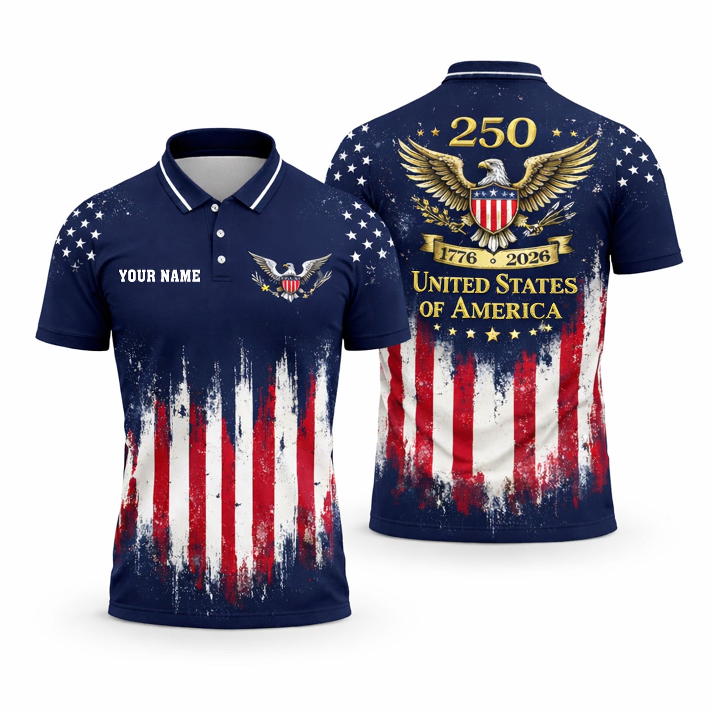 USA 250th Anniversary Polo Shirt Custom Name Patriotic American Flag 1776-2026 Eagle Design Performance Polo GIA26040807_1.jpg