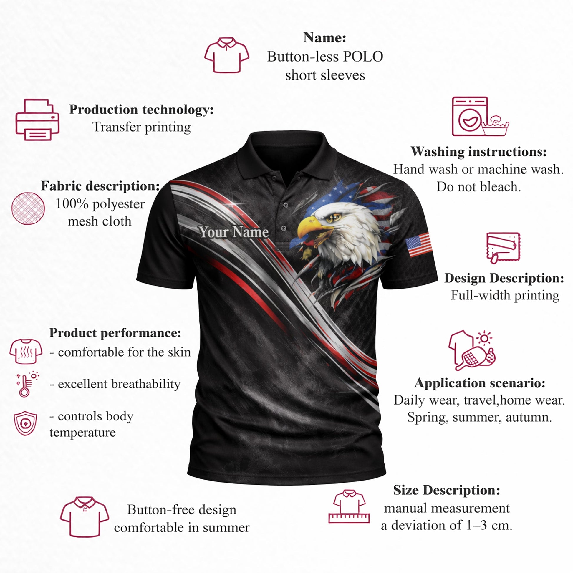 Custom USA 250th Anniversary Polo Shirt Personalized Name American Eagle Patriotic Performance Golf Shirt GIA26040902_4.jpg