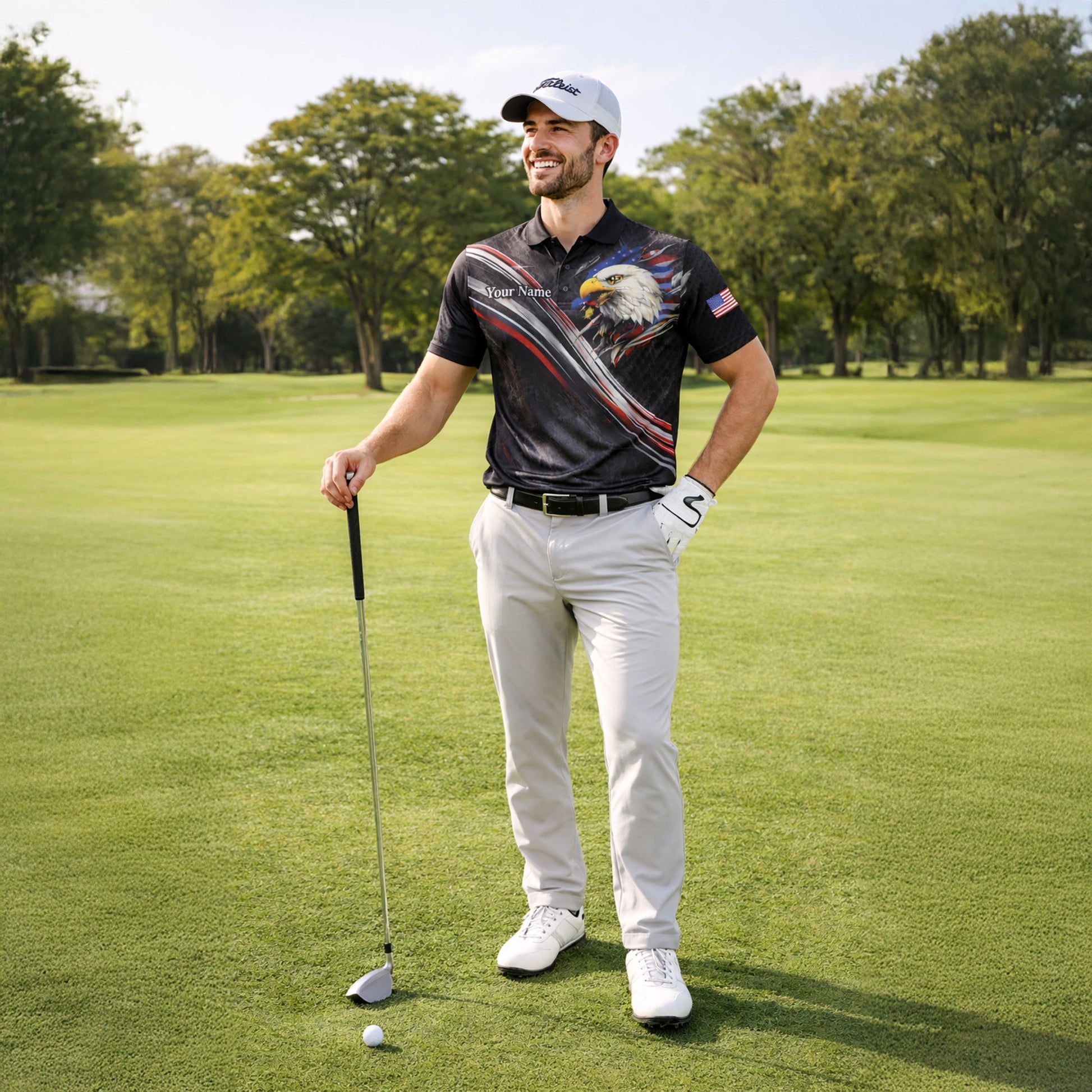 Custom USA 250th Anniversary Polo Shirt Personalized Name American Eagle Patriotic Performance Golf Shirt GIA26040902_6.jpg