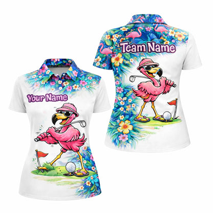 Personalized Flamingo Golf Polo Shirt Funny Tropical Golf Bird Custom Name Team Shirt Performance Tee GIA26040905_1.jpg