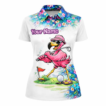 Personalized Flamingo Golf Polo Shirt Funny Tropical Golf Bird Custom Name Team Shirt Performance Tee GIA26040905_2.jpg