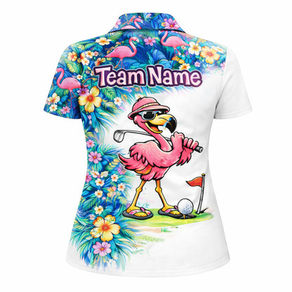 Personalized Flamingo Golf Polo Shirt Funny Tropical Golf Bird Custom Name Team Shirt Performance Tee GIA26040905_3.jpg