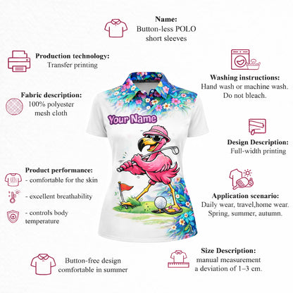 Personalized Flamingo Golf Polo Shirt Funny Tropical Golf Bird Custom Name Team Shirt Performance Tee GIA26040905_4.jpg