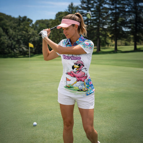 Personalized Flamingo Golf Polo Shirt Funny Tropical Golf Bird Custom Name Team Shirt Performance Tee GIA26040905_5.jpg