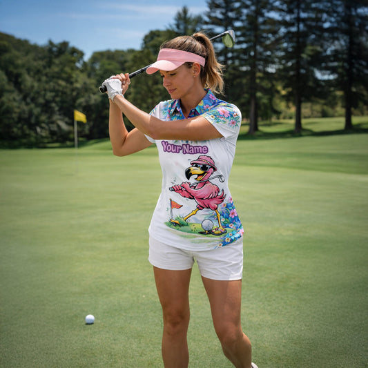 Personalized Flamingo Golf Polo Shirt Funny Tropical Golf Bird Custom Name Team Shirt Performance Tee GIA26040905_5.jpg