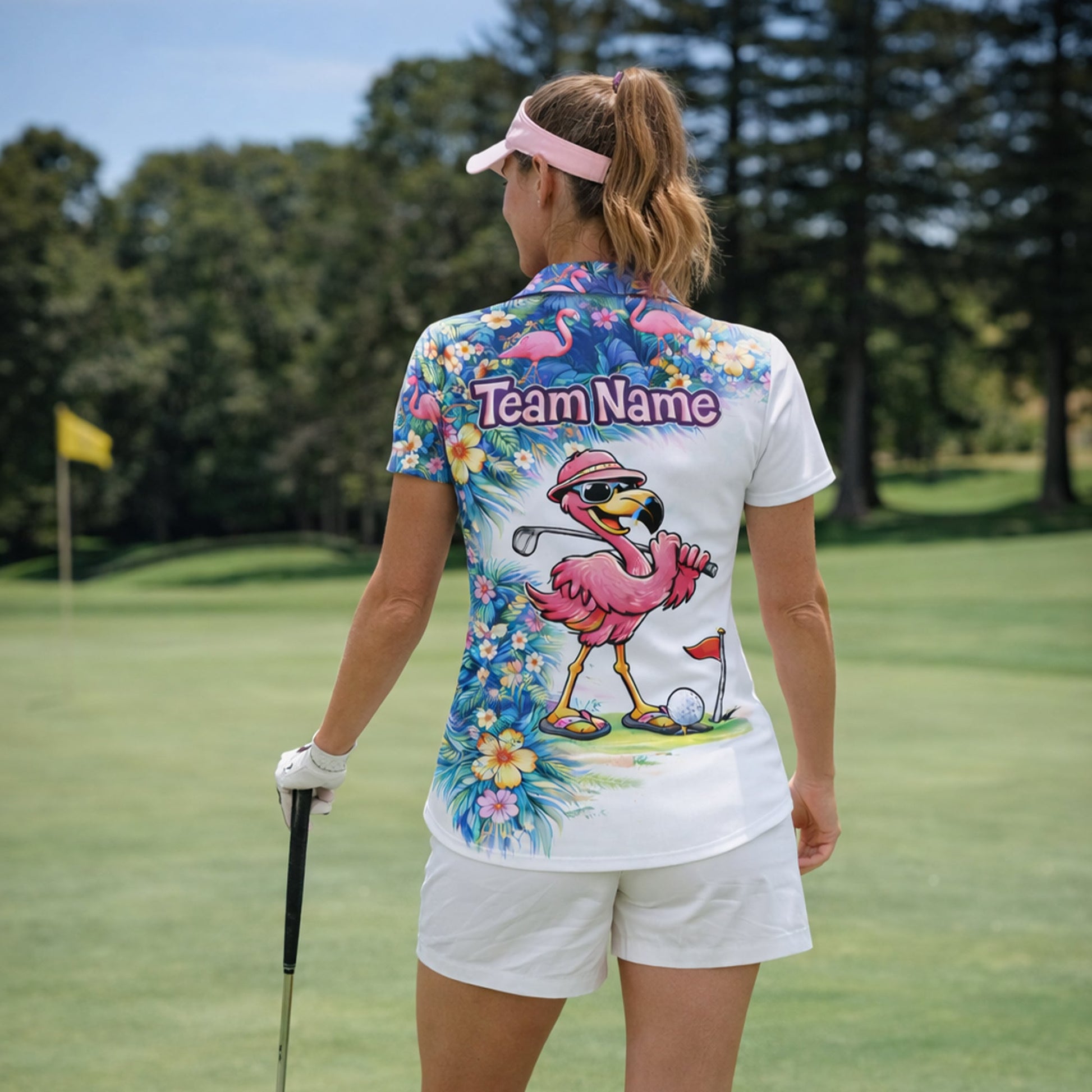 Personalized Flamingo Golf Polo Shirt Funny Tropical Golf Bird Custom Name Team Shirt Performance Tee GIA26040905_7.jpg