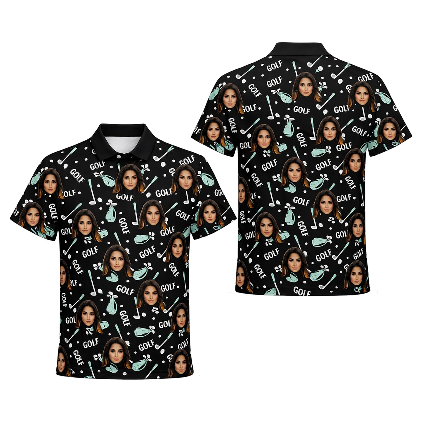 Custom Photo Face Golf Polo Shirt Women Black Mint GIA26041502_1.jpg