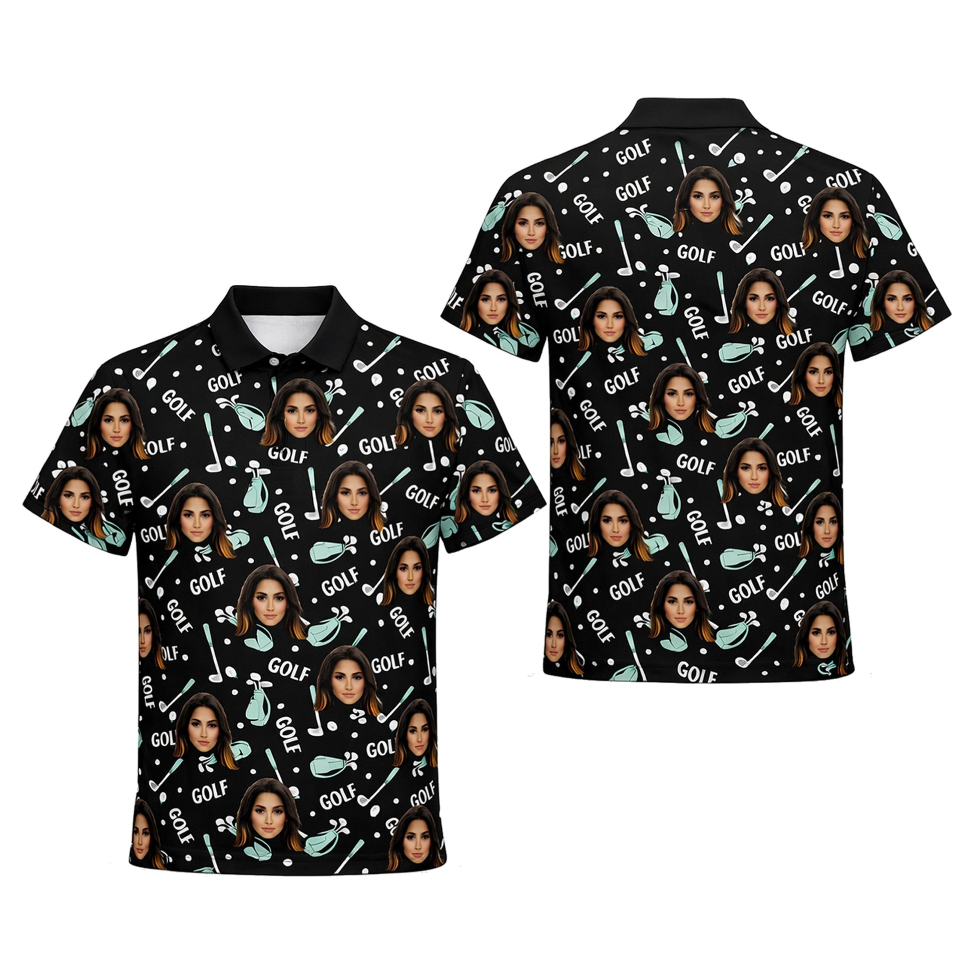 Custom Photo Face Golf Polo Shirt Women Black Mint GIA26041502_1.jpg