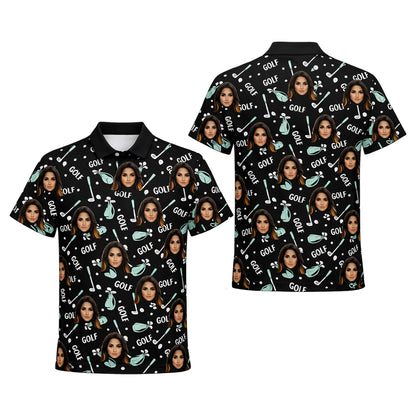 Custom Photo Face Golf Polo Shirt Women Black Mint GIA26041502_1.jpg
