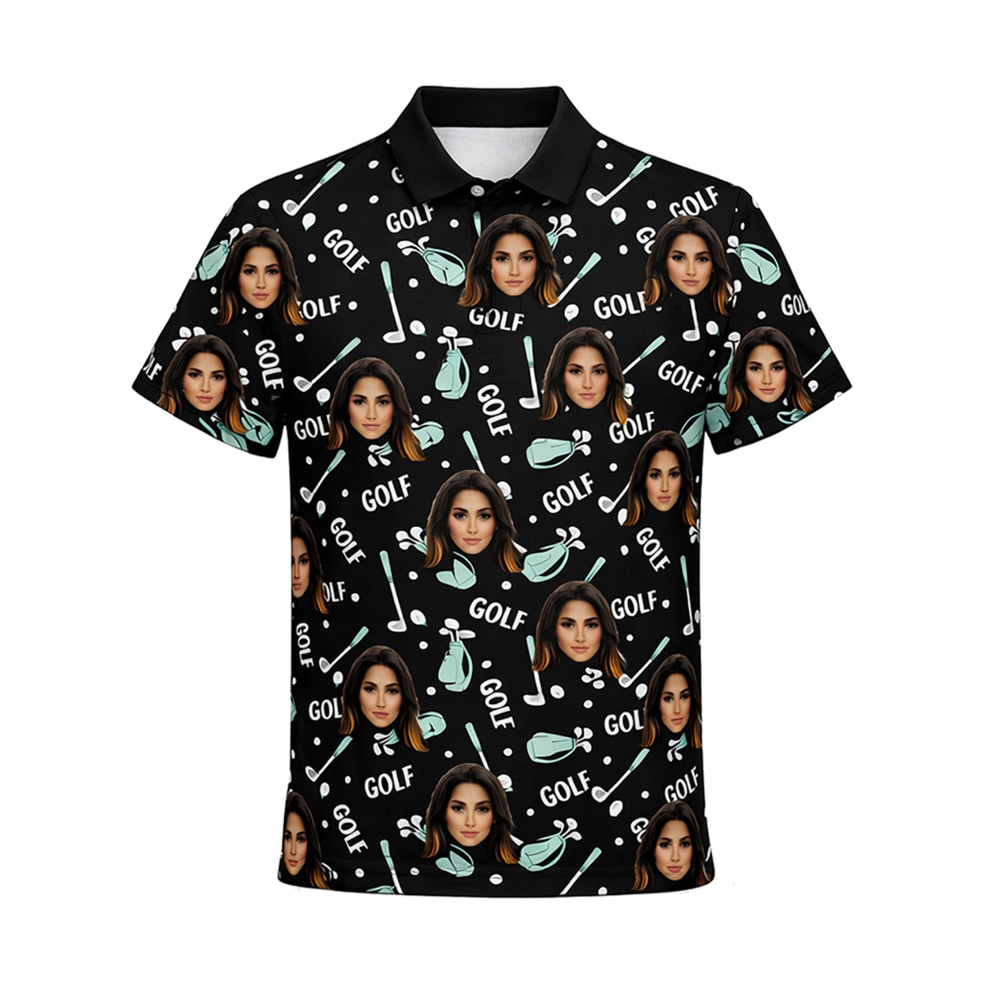 Custom Photo Face Golf Polo Shirt Women Black Mint GIA26041502_2.jpg