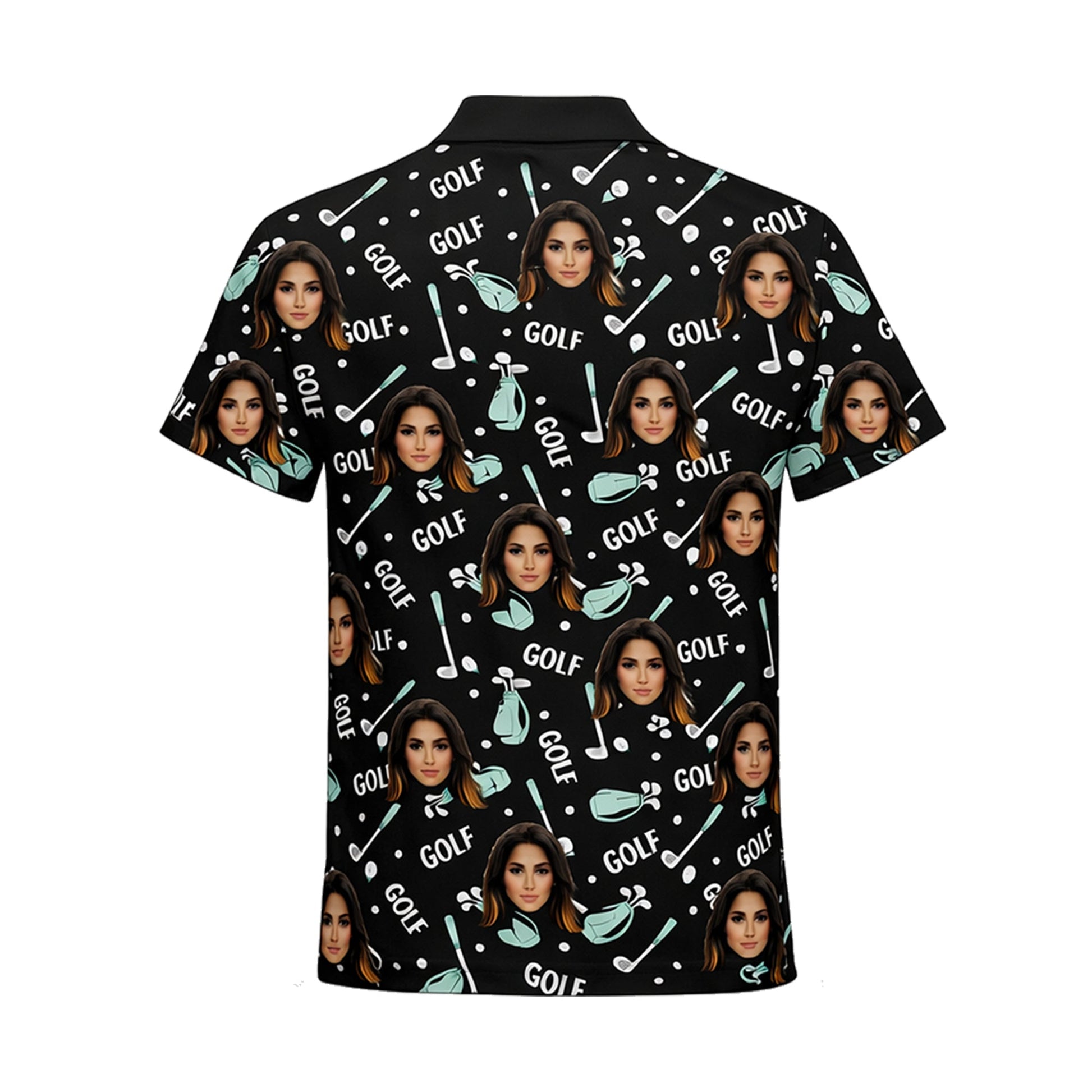 Custom Photo Face Golf Polo Shirt Women Black Mint GIA26041502_3.jpg