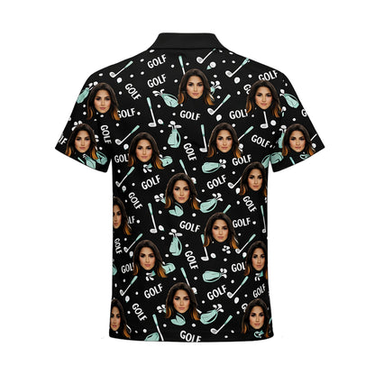 Custom Photo Face Golf Polo Shirt Women Black Mint GIA26041502_3.jpg