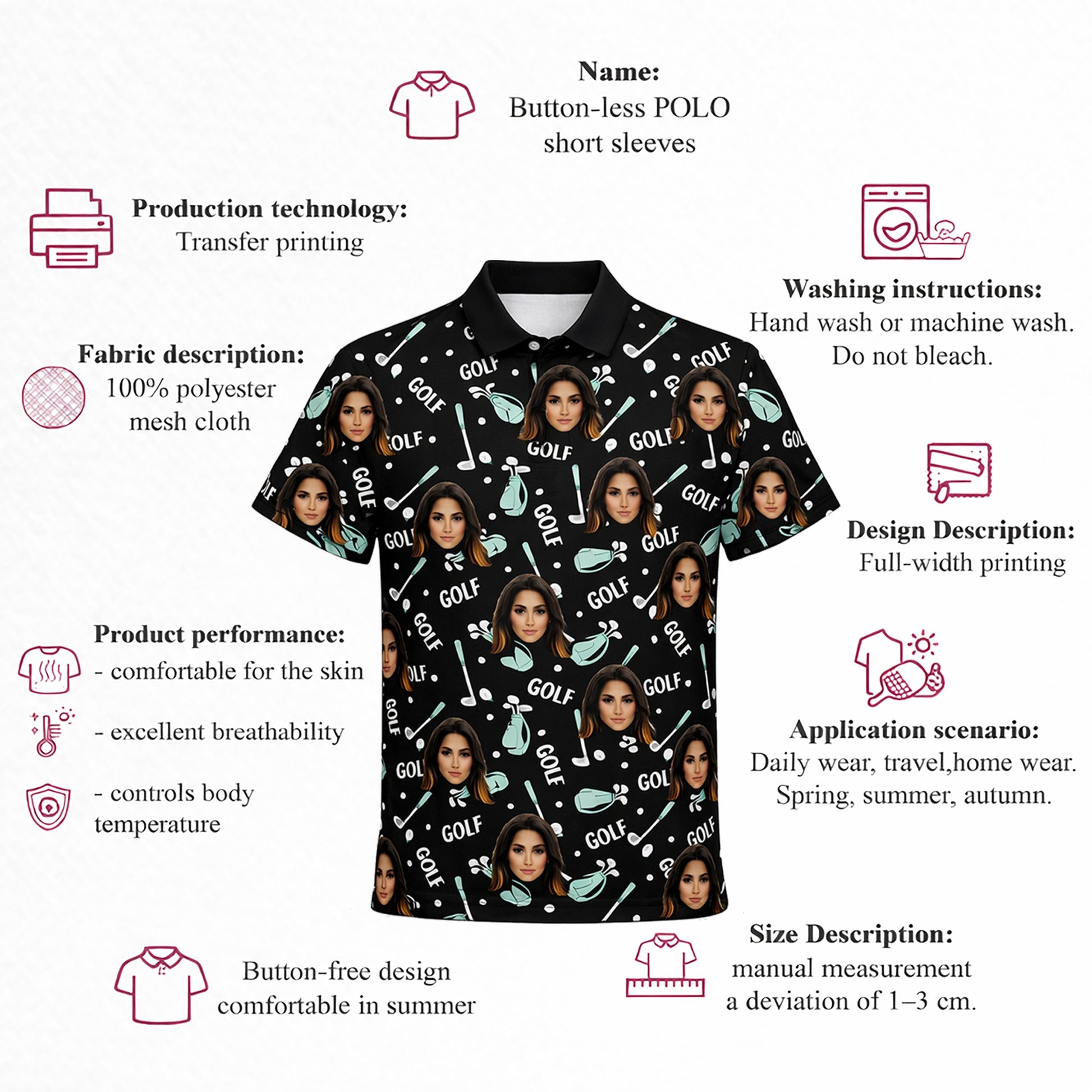 Custom Photo Face Golf Polo Shirt Women Black Mint GIA26041502_4.jpg