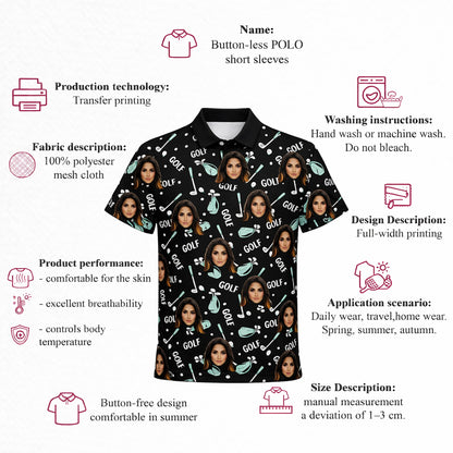 Custom Photo Face Golf Polo Shirt Women Black Mint GIA26041502_4.jpg