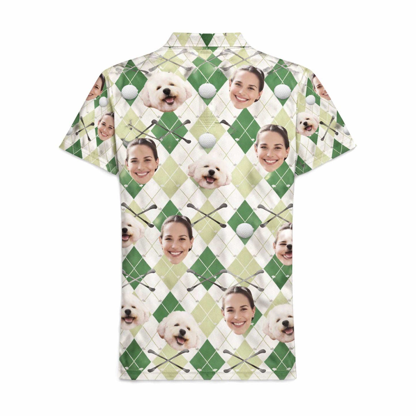 Custom Face and Pet Photo Golf Polo Shirt Green Argyle GIA26041504_3.jpg