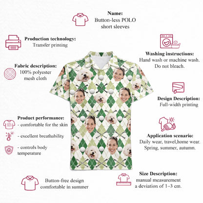 Custom Face and Pet Photo Golf Polo Shirt Green Argyle GIA26041504_4.jpg