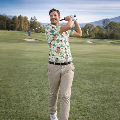 Custom Face and Pet Photo Golf Polo Shirt Green Argyle GIA26041504_6.jpg