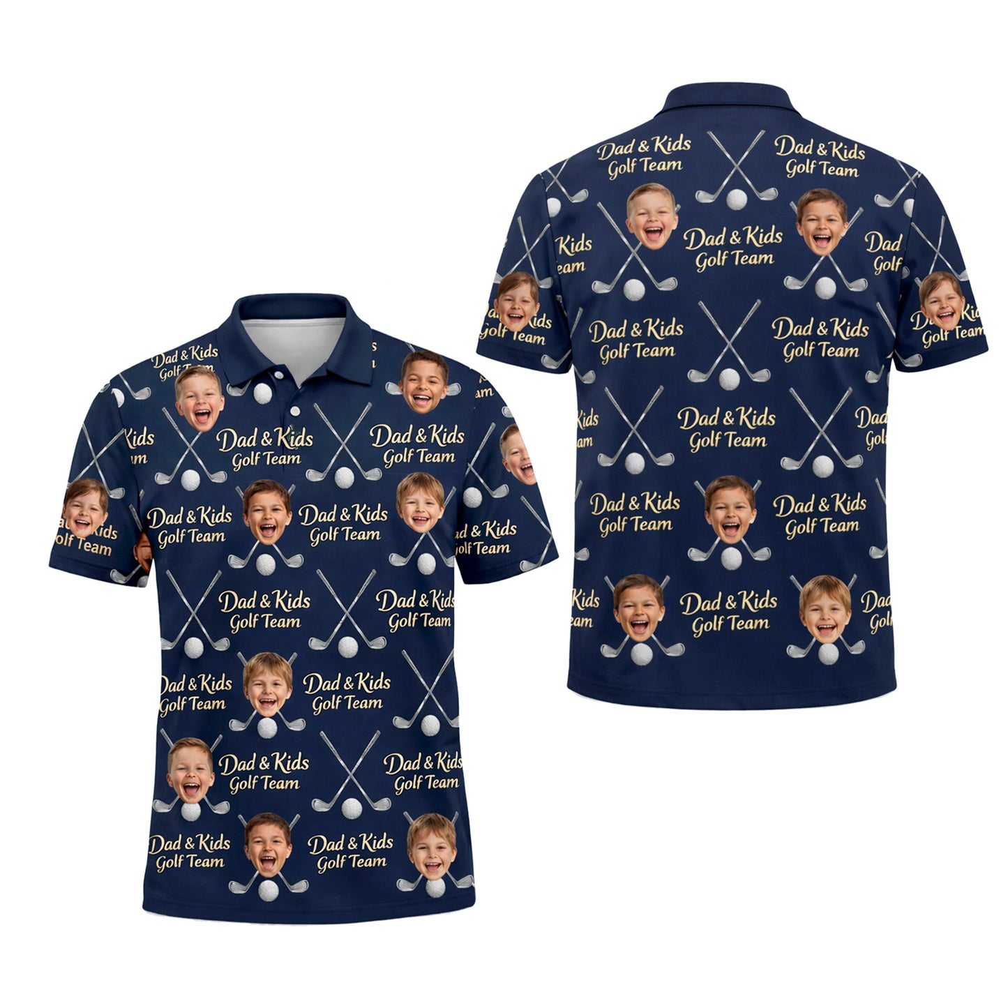 Dad and Kids Golf Team Custom Photo Face Polo Navy GIA26041603_1.jpg