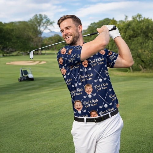Dad and Kids Golf Team Custom Photo Face Polo Navy GIA26041603_5.jpg