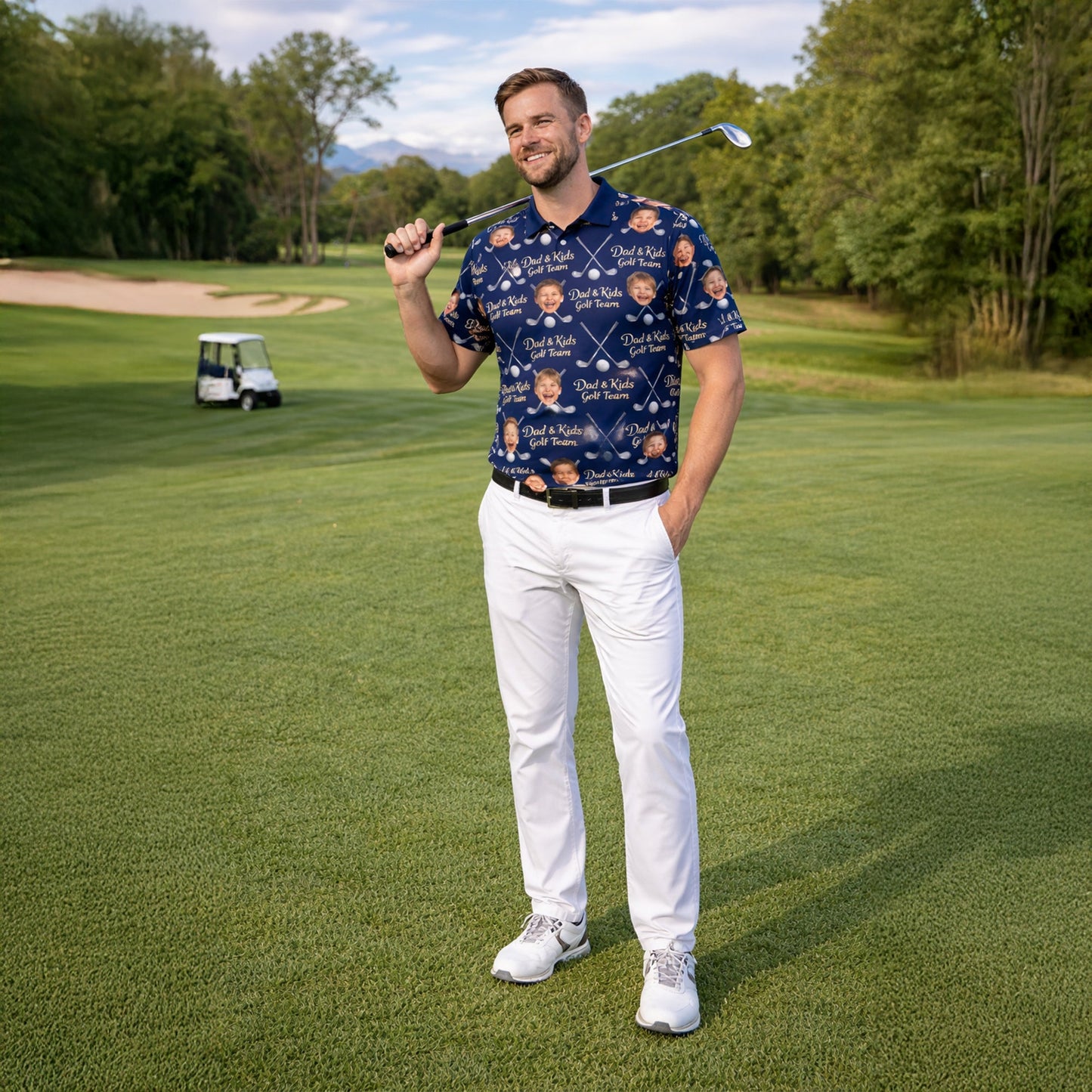 Dad and Kids Golf Team Custom Photo Face Polo Navy GIA26041603_6.jpg