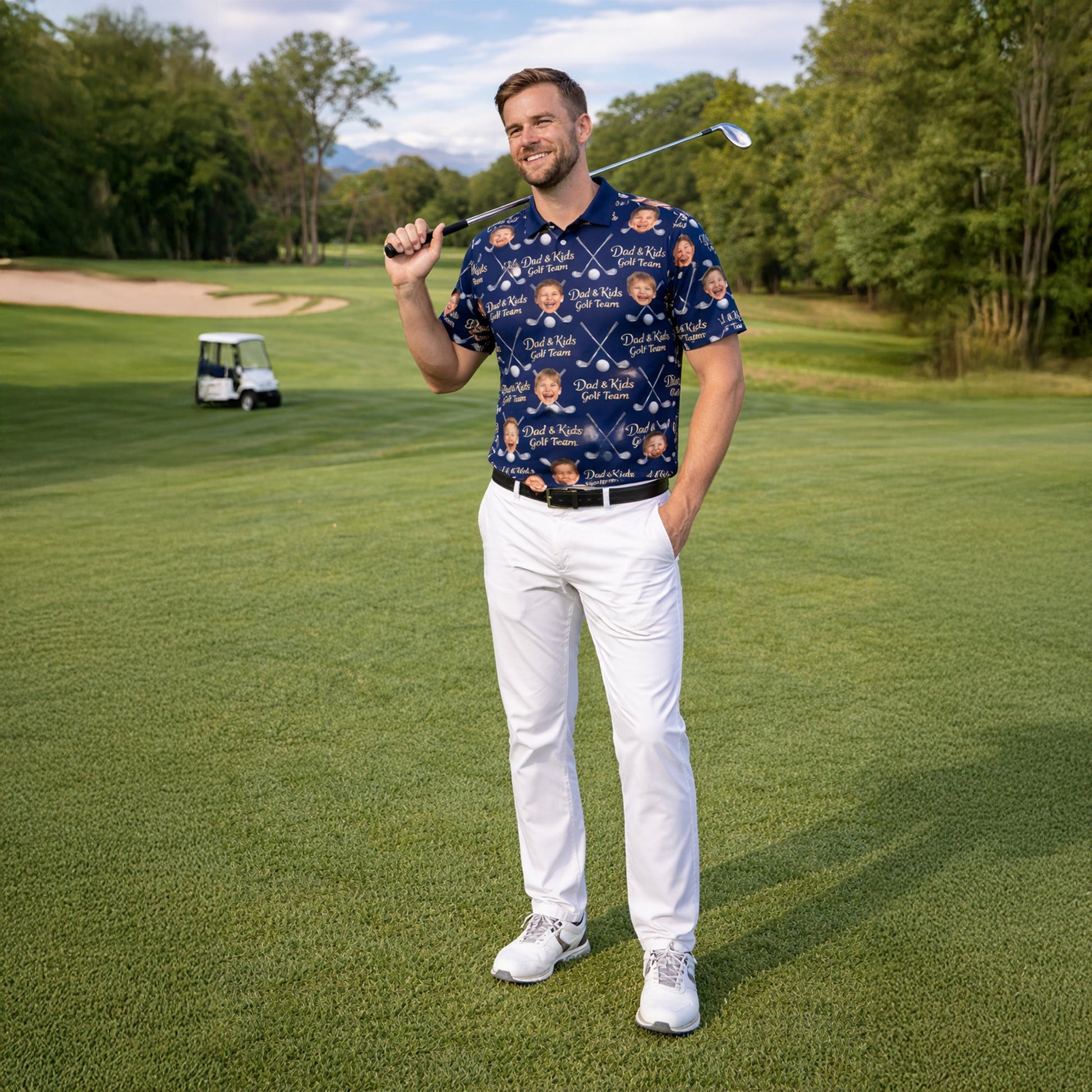 Dad and Kids Golf Team Custom Photo Face Polo Navy GIA26041603_6.jpg