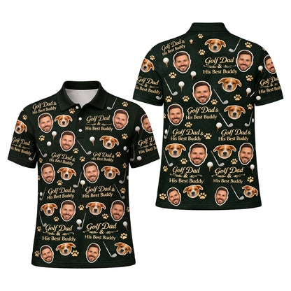 Golf Dad & His Best Buddy Custom Photo Polo Green GIA26041604_1.jpg