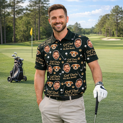 Golf Dad & His Best Buddy Custom Photo Polo Green GIA26041604_5.jpg