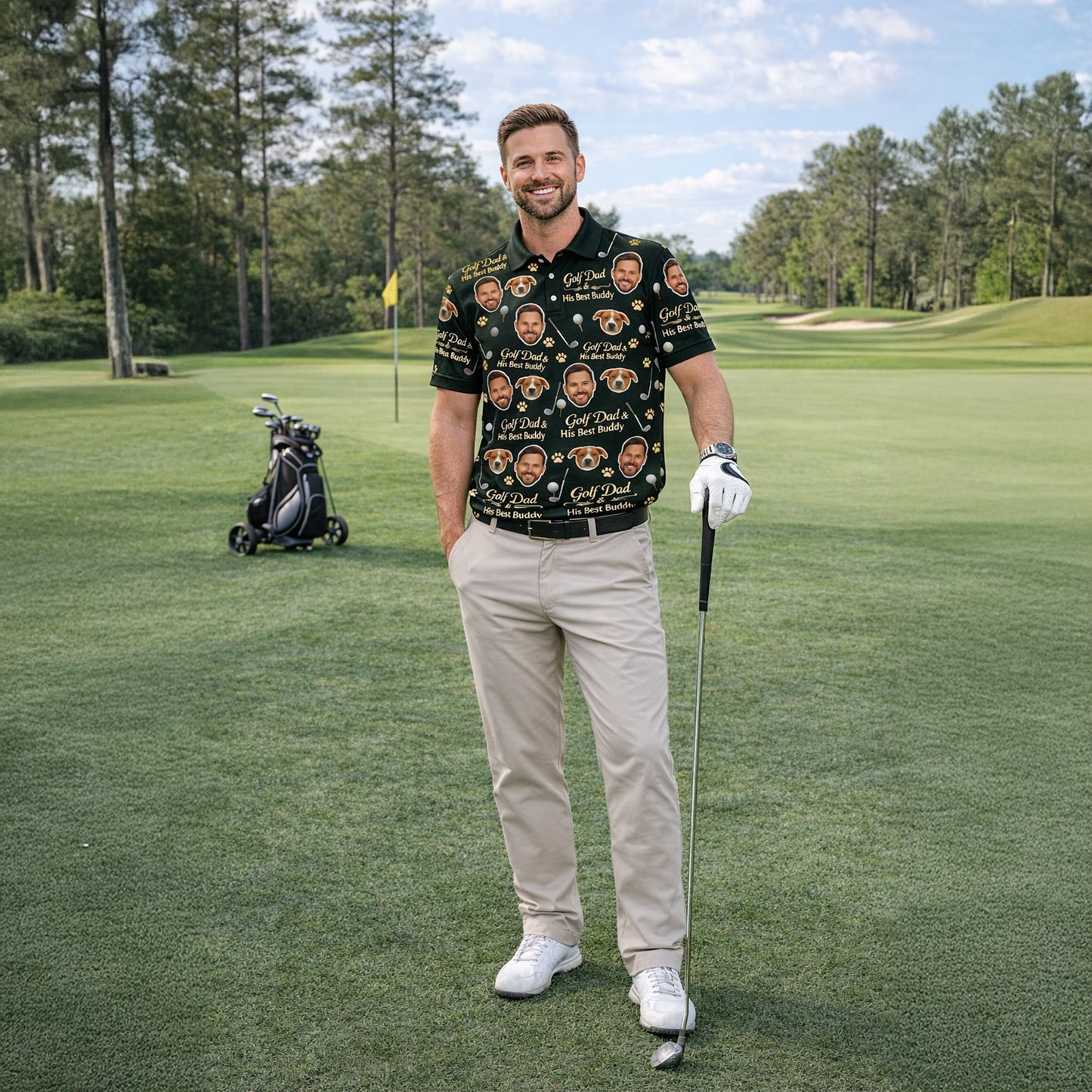 Golf Dad & His Best Buddy Custom Photo Polo Green GIA26041604_6.jpg