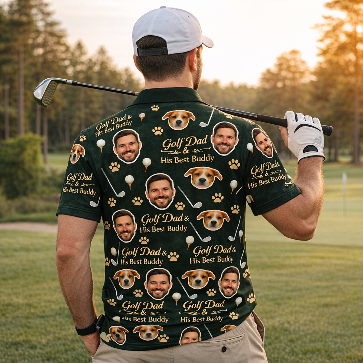 Golf Dad & His Best Buddy Custom Photo Polo Green GIA26041604_7.jpg