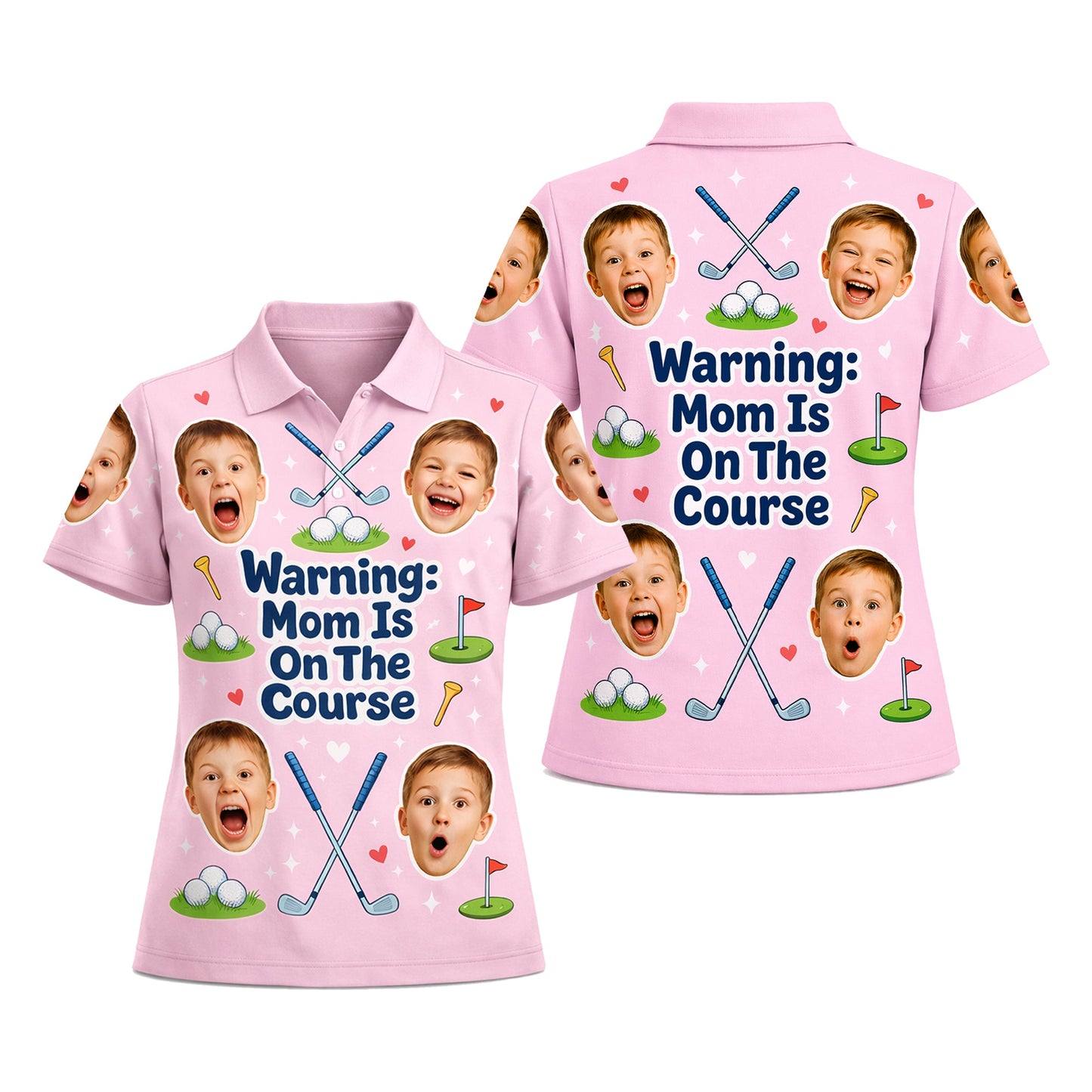 Custom Kids Photo Warning Mom On Course Golf Polo Pink GIA26041802_1.jpg