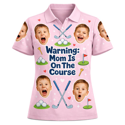 Custom Kids Photo Warning Mom On Course Golf Polo Pink GIA26041802_2.jpg