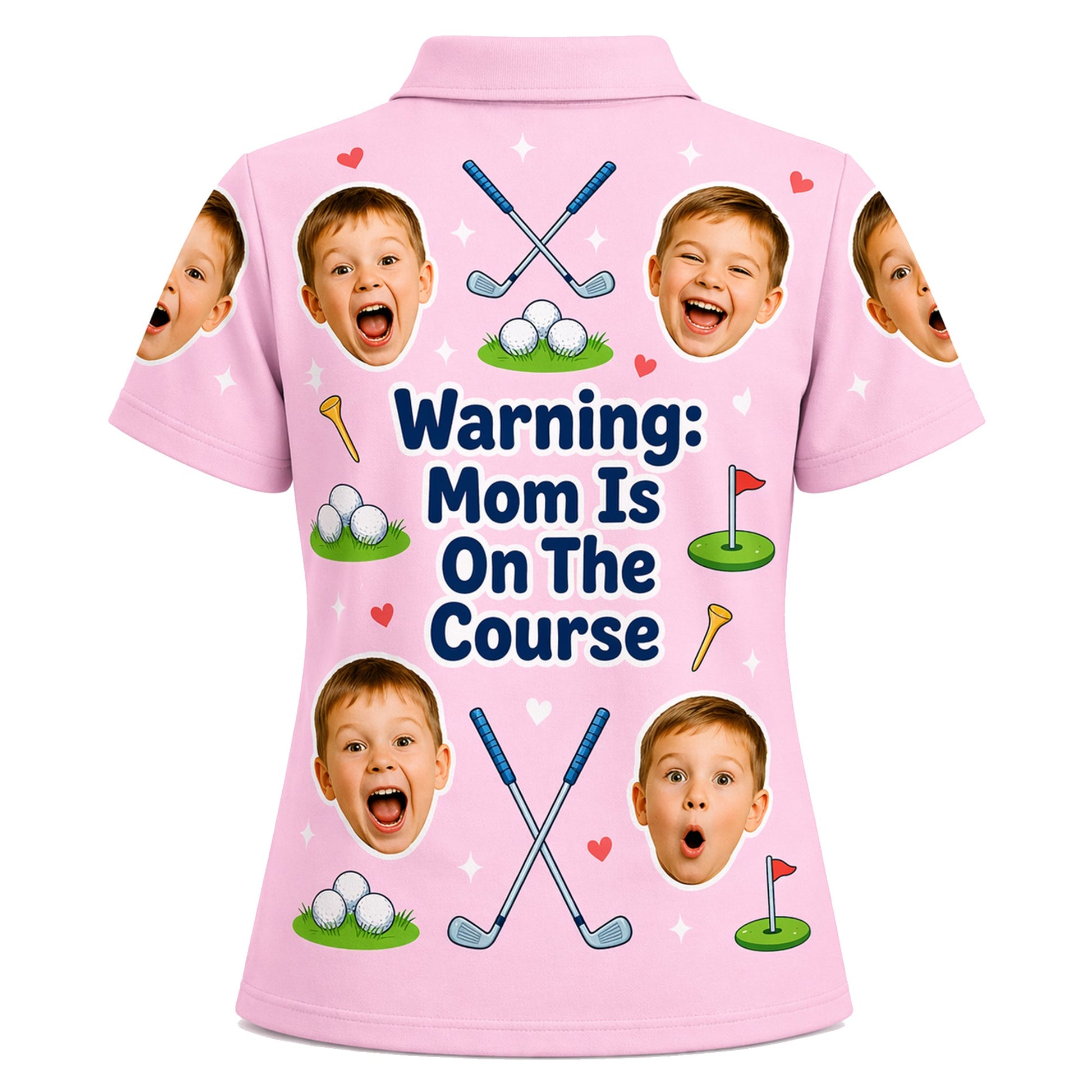 Custom Kids Photo Warning Mom On Course Golf Polo Pink GIA26041802_3.jpg