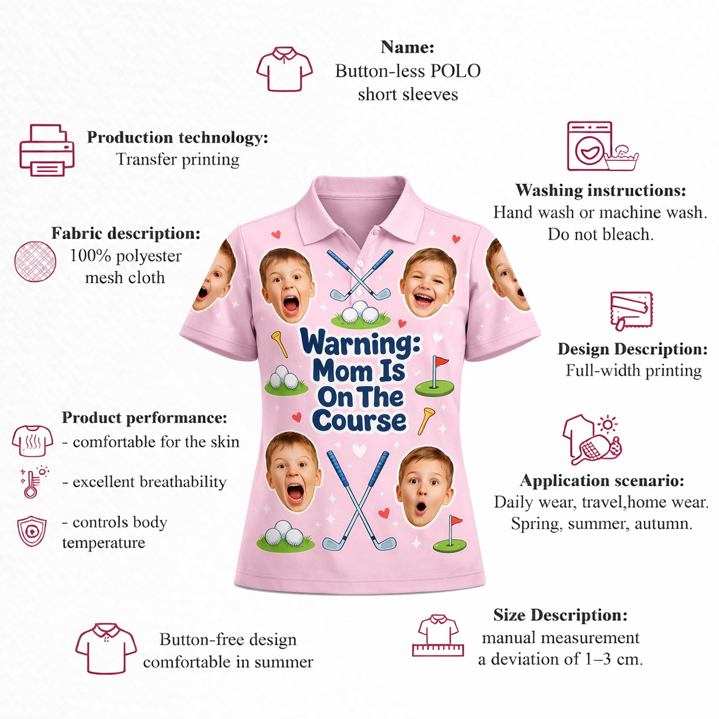 Custom Kids Photo Warning Mom On Course Golf Polo Pink GIA26041802_4.jpg