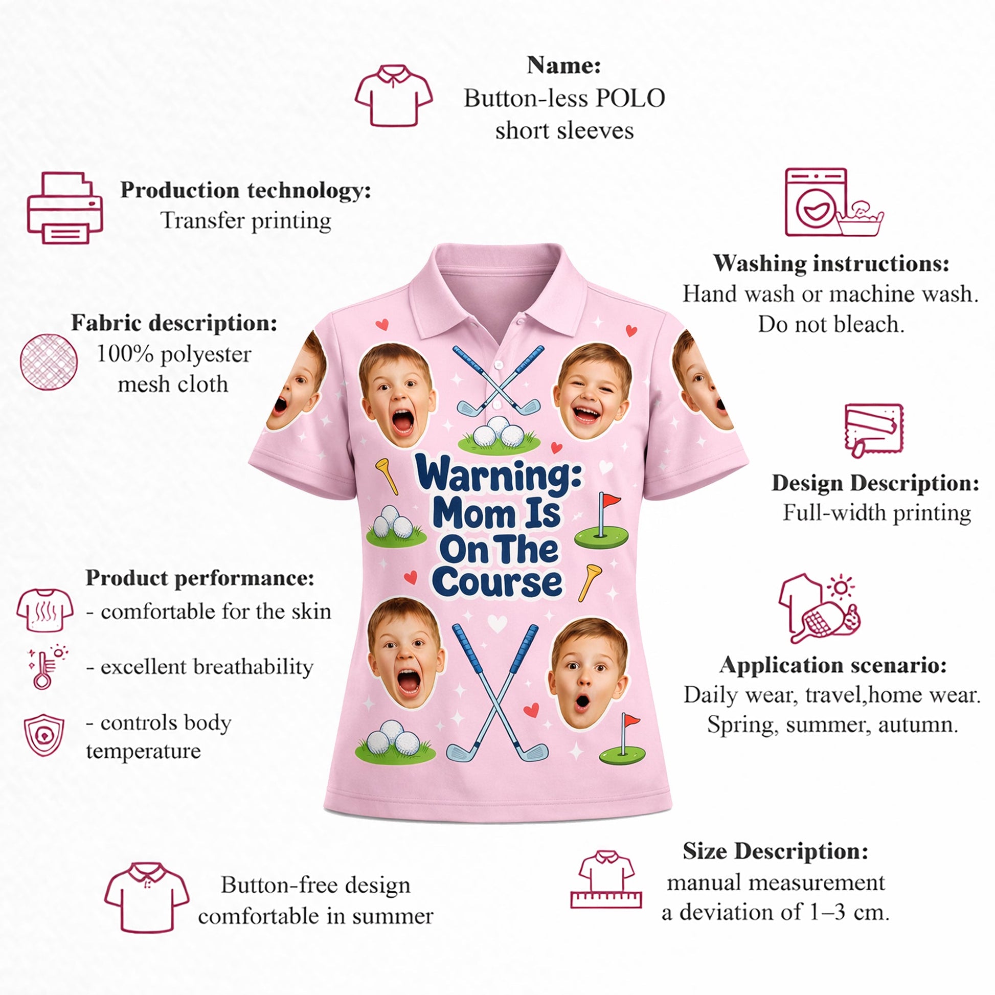Custom Kids Photo Warning Mom On Course Golf Polo Pink GIA26041802_4.jpg