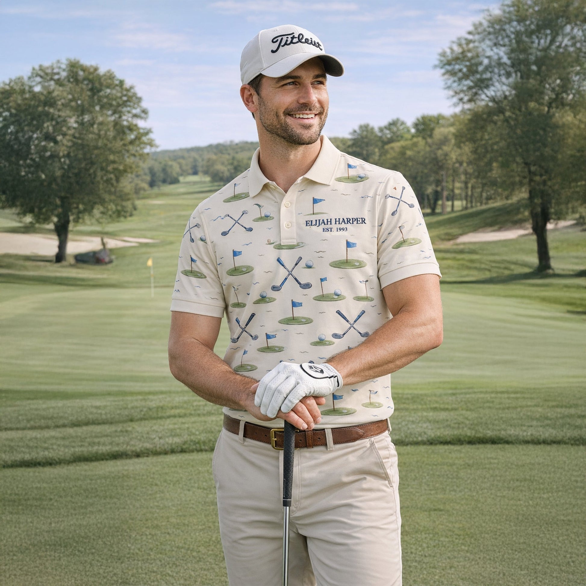 Custom Name Est Year Watercolor Golf Polo Cream Beige GIA26042002_5.jpg