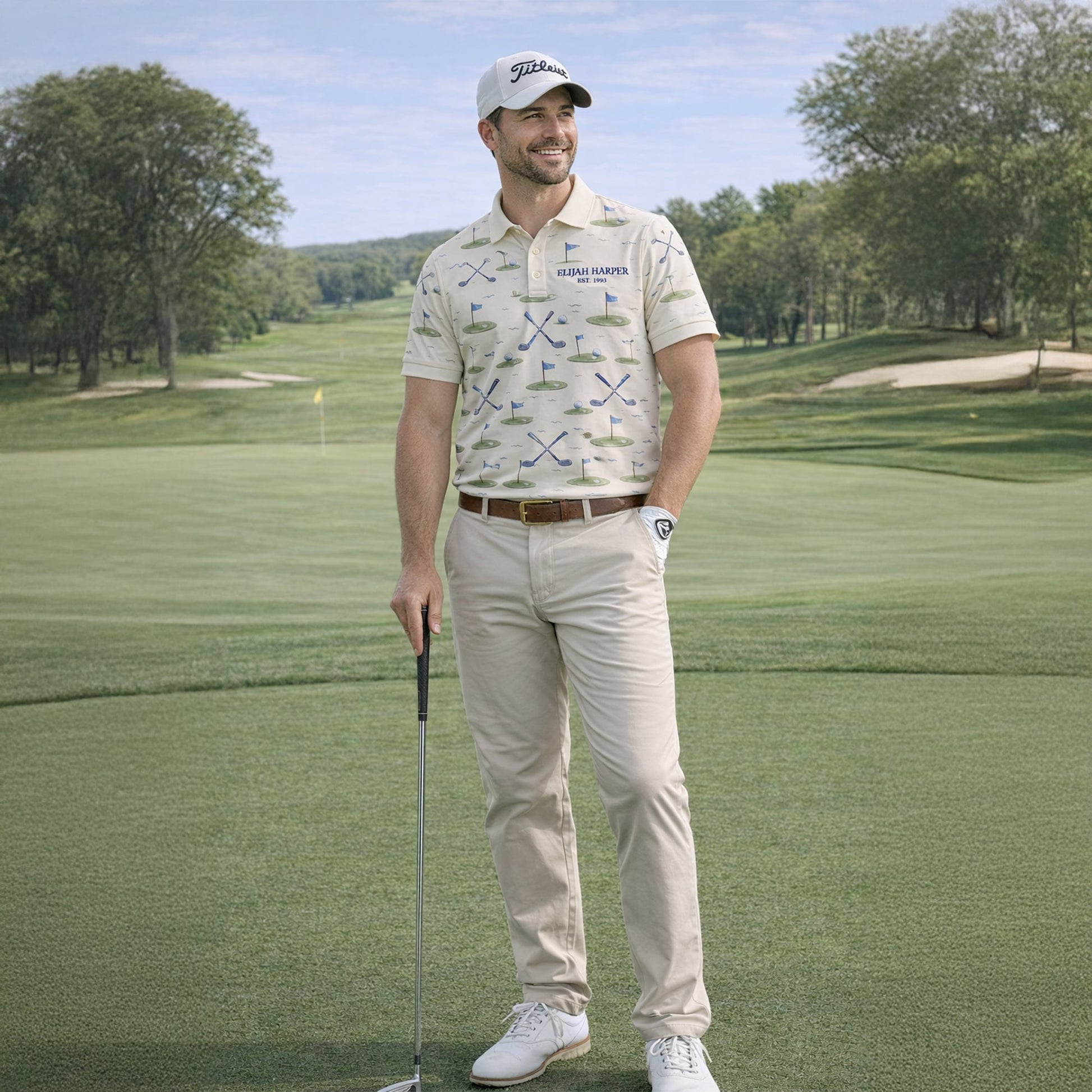 Custom Name Est Year Watercolor Golf Polo Cream Beige GIA26042002_6.jpg