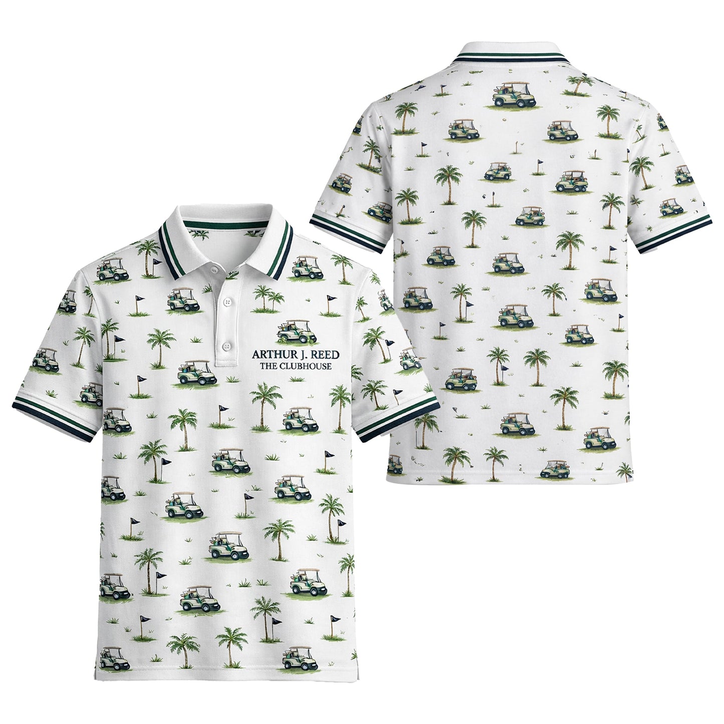 Custom Name Golf Cart Palm Tree Clubhouse Polo White GIA26042003_1.jpg
