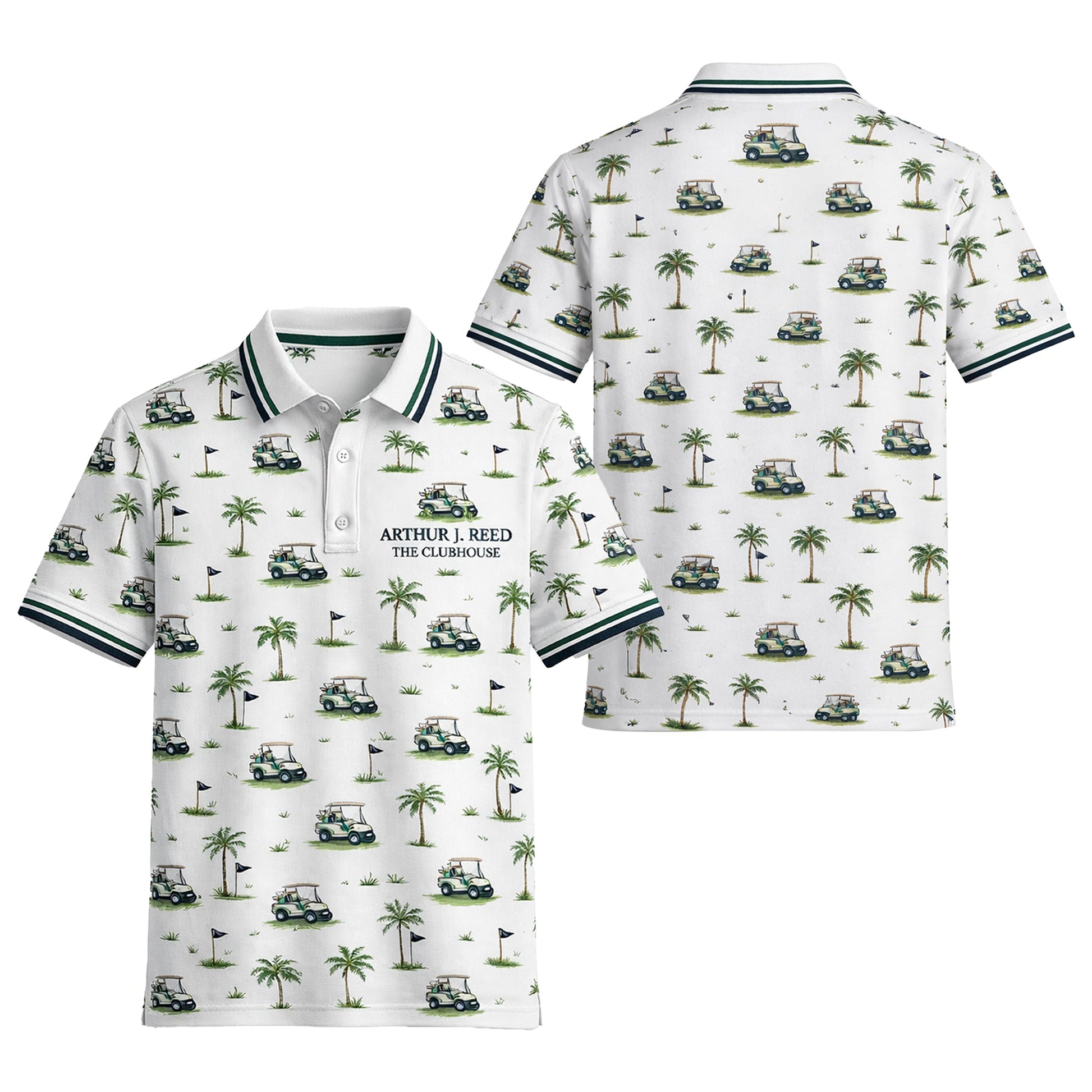 Custom Name Golf Cart Palm Tree Clubhouse Polo White GIA26042003_1.jpg