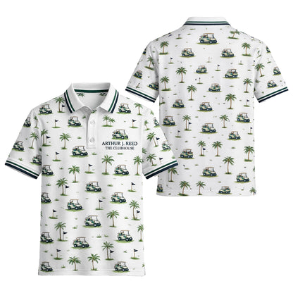 Custom Name Golf Cart Palm Tree Clubhouse Polo White GIA26042003_1.jpg