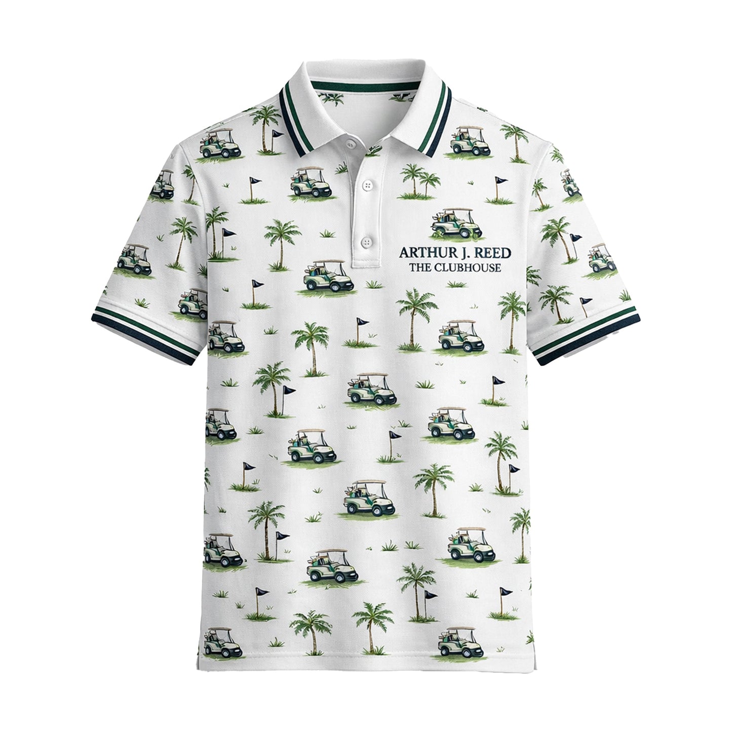 Custom Name Golf Cart Palm Tree Clubhouse Polo White GIA26042003_2.jpg