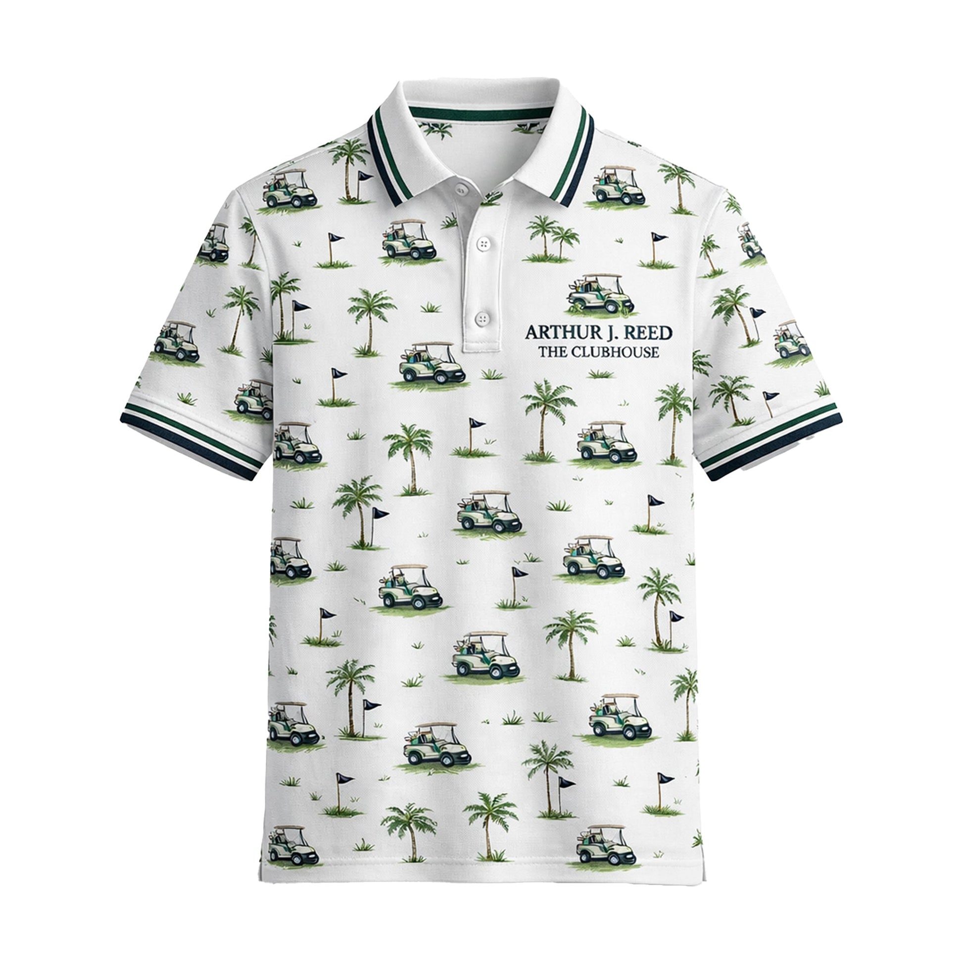 Custom Name Golf Cart Palm Tree Clubhouse Polo White GIA26042003_2.jpg