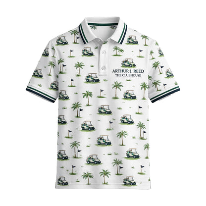 Custom Name Golf Cart Palm Tree Clubhouse Polo White GIA26042003_2.jpg